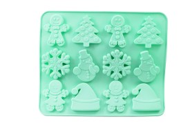 Molde silicona 12 figuras planas Navidad 